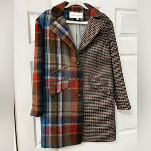 Veronica Beard India Plaid Dickey 100% Virgin Wool Multi Coat Jacket
